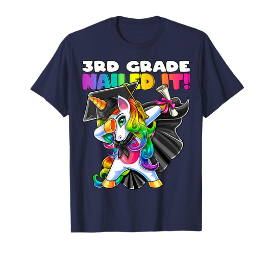 Dabbing Unicorn 3rd Grade Graduation Cap Gown Gift Girls T-Shirt