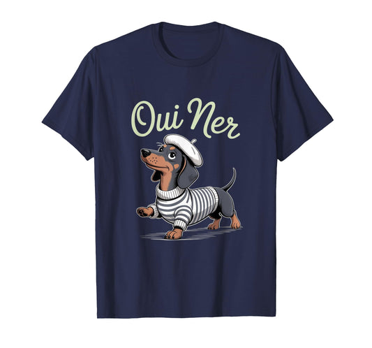 Oui Ner Dachshund Wiener Dog French Humor Funny Sausage Dog T-Shirt