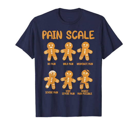 Nurse Christmas Pain Scale Assessment RN ER Gingerbread Man T-Shirt