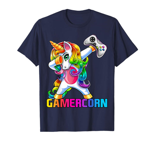 Gamercorn Dabbing Unicorn Video Game Controller Gamer Girl T-Shirt