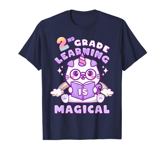 Back To School First Day of 2nd Grade Girl Unicorn Cat T-Shirt