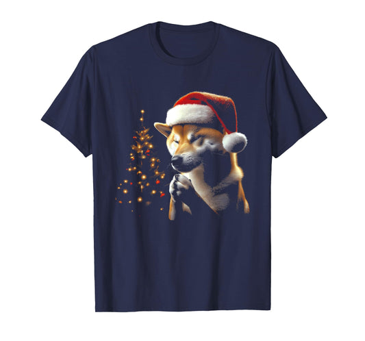 Shiba Inu Dog Santa Hat - Vintage Dog Xmas Christmas Lover Men Women Kids T-Shirt