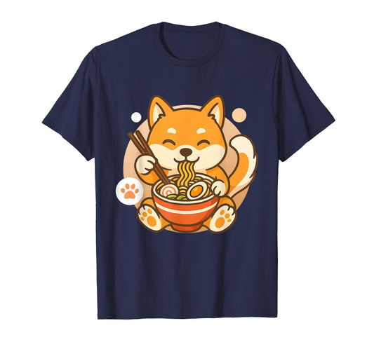 Cute Shiba Inu Dog Ramen Noodles Bowl Anime Kawaii Neko Gift T-Shirt