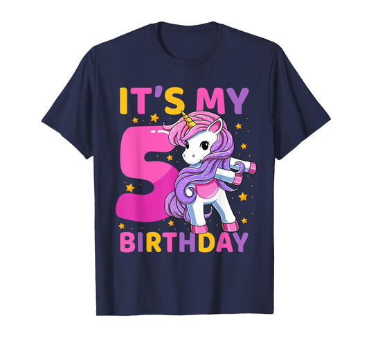 5 Years Old Unicorn Flossing 5th Birthday Party Girls Kids T-Shirt