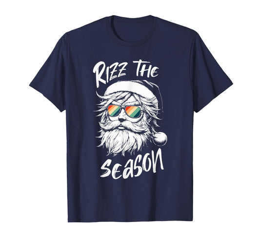Rizz The Season Kids Teens School Cool Christmas Santa Claus T-Shirt