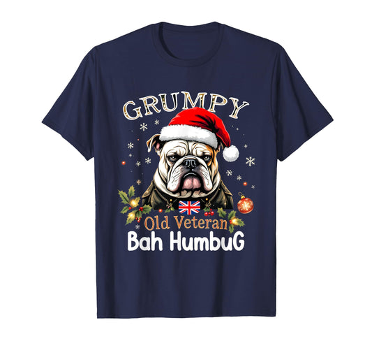Grumpy Old Veteran Bah Humbug Christmas Dog Lovers Gifts Men Women Kids T-Shirt