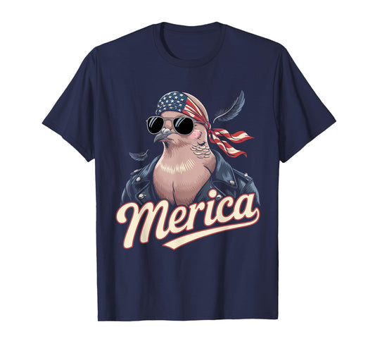 Mourning Dove Bird Lover Sunglasses USA Flag 4th of July T-Shirt