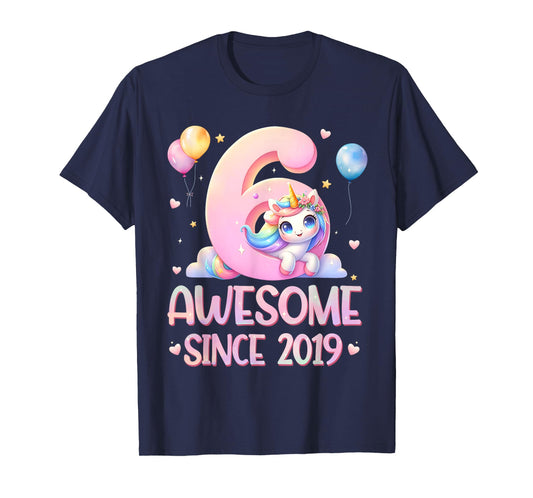 Unicorn 6th Birthday 6 Year Old Unicorn Party Girls Outfit T-Shirt