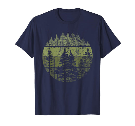 Retro Forest Trees Nature Outdoors Women Men Vintage Graphic T-Shirt