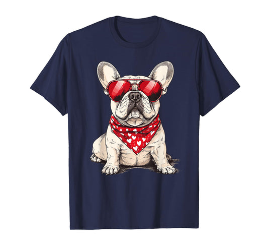 Frenchie Heart Bandana Cool French Bulldog Lover Valentines T-Shirt