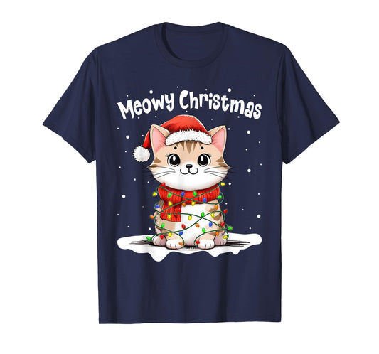 Meowy Catmas Cat Christmas Cute Kitten Cat Santa Xmas Family T-Shirt for Men Women Kids