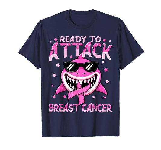 Ready to Attack Breast Cancer Awareness Pink Shark Kids Boy T-Shirt