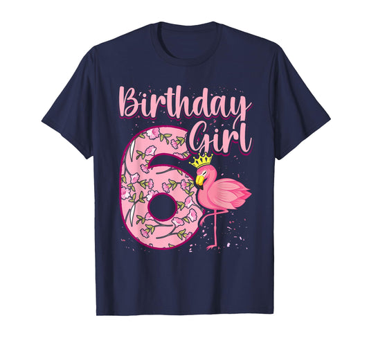 6th Birthday Girls Flamingo 6 Years Old Tropical Flamingo T-Shirt