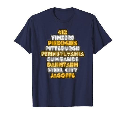 Pittsburgh 412 Jagoffs Yinzers Funny Retro T-Shirt