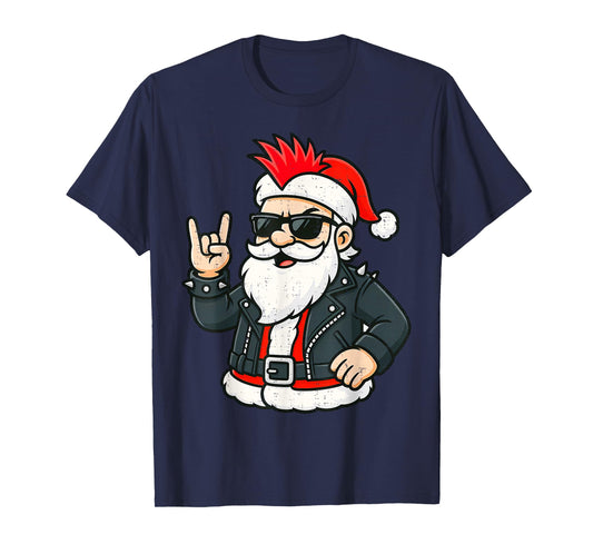 Punk Rock Santa Claus Emo Christmas Rocker Pajamas Men Women T-Shirt
