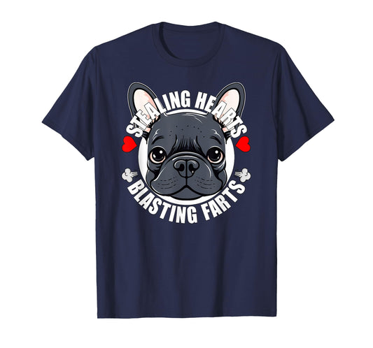 Funny Frenchie French Bulldog Stealing Hearts Blasting Farts T-Shirt