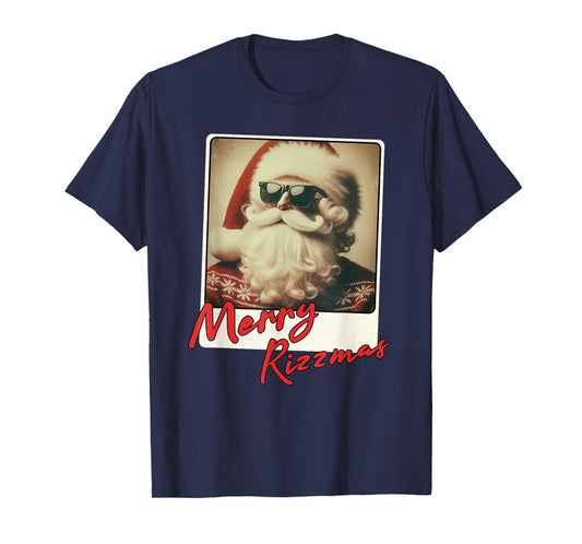 Merry Rizzmas Teens Kids Boys Vintage Christmas Santa Claus T-Shirt