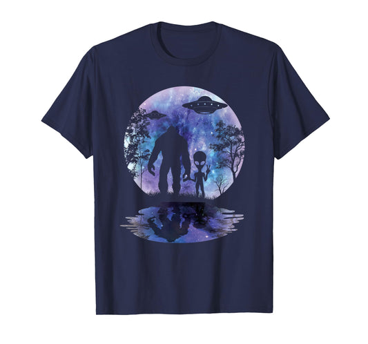 Alien Bigfoot Moon Sasquatch UFO Extraterrestrial Men women T-Shirt