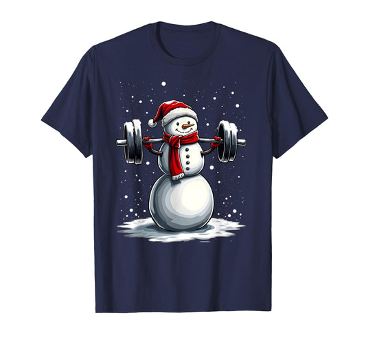Christmas Snowman Deadlift Xmas Weightlift Gym Men Women T-Shirt