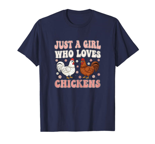 Just A Girl Who Loves Chickens Groovy Chicken Lover Girls T-Shirt