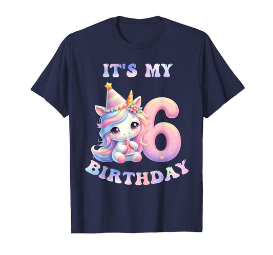 6 Year Old Unicorns Costume For 6th Birthday Girl Party T-Shirt