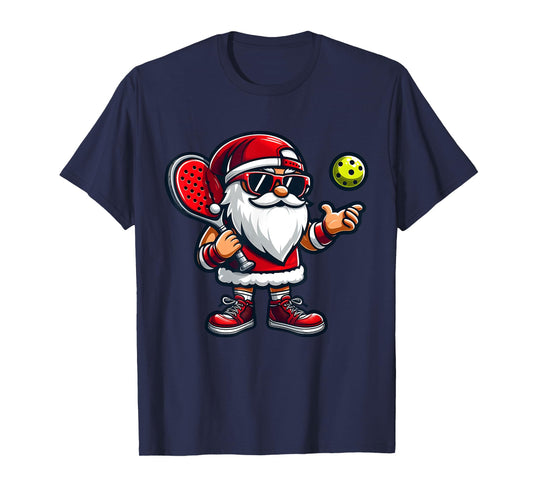 Christmas Santa Playing Pickleball Pajama Toddler Boys Kids T-Shirt