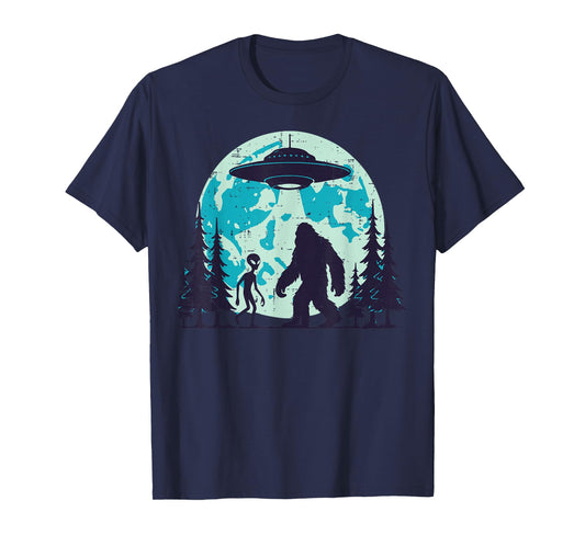 Bigfoot Alien Ufo Abduction Funny Sasquatch Men Women Kids T-Shirt