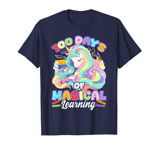 100 Days of School Unicorn Girls 100 Magical Days Girls T-Shirt