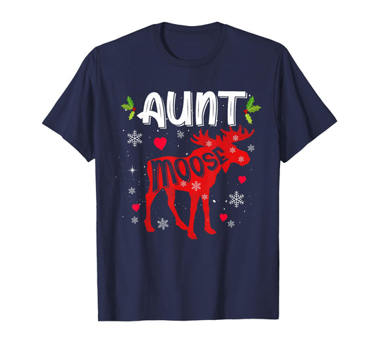 Aunt Moose Heart Christmas Family Matching Xmas Pajamas T-Shirt