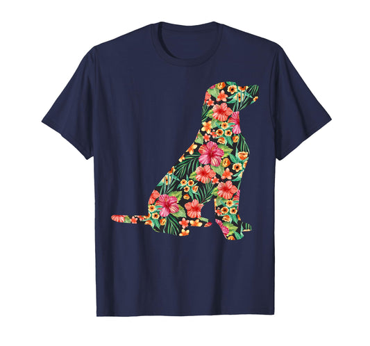 Labrador Flower Funny Dog Silhouette Floral Gifts Women Men T-Shirt