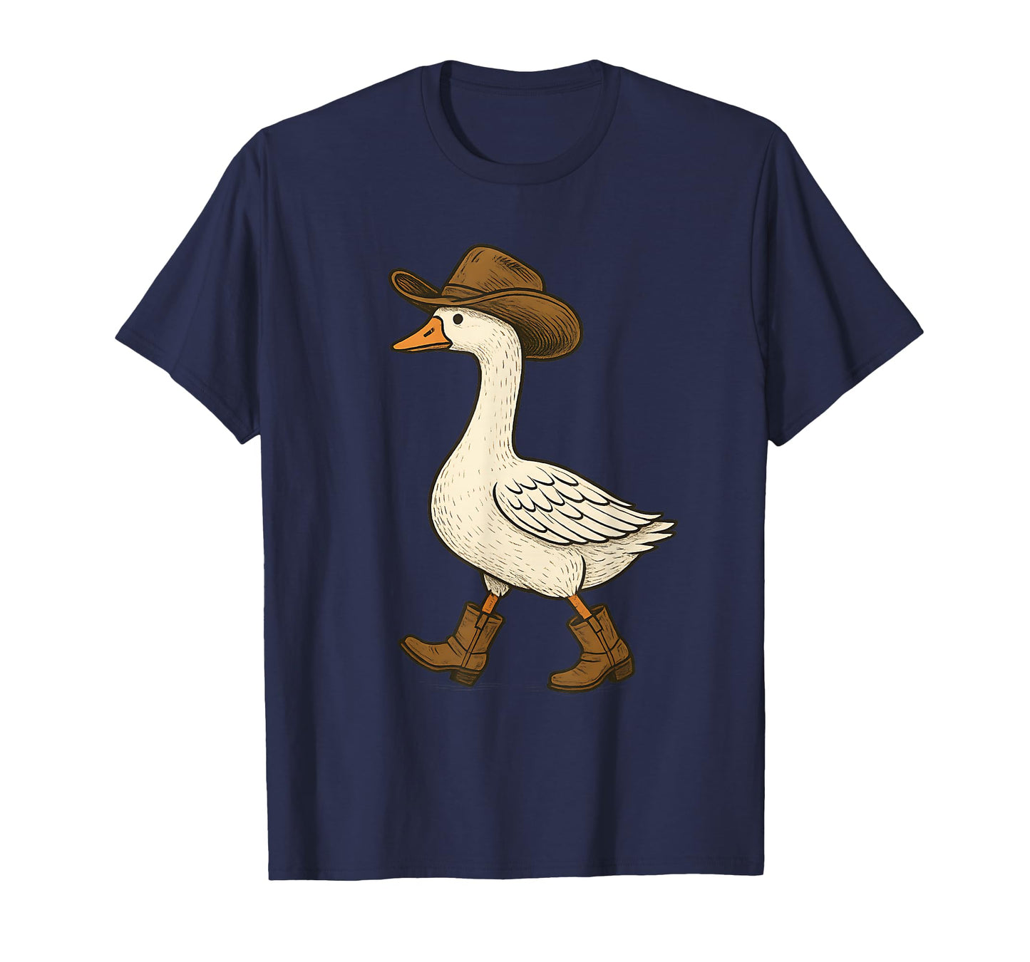 Cowboy Goose Funny Western Walking Boots Hat Humor Design T-Shirt
