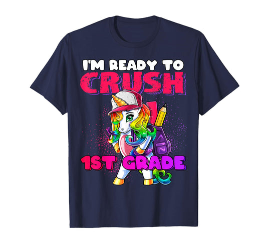 Crush 1st Grade Unicorn Backpack Back to School Girls T-Shirt