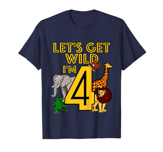 4 Year Old Zoo Birthday Shirt Safari Jungle Animal 4th Gift T-Shirt
