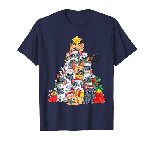 French Bulldog Christmas Tree Dog Santa Hat Xmas Boys Dogmas T-Shirt