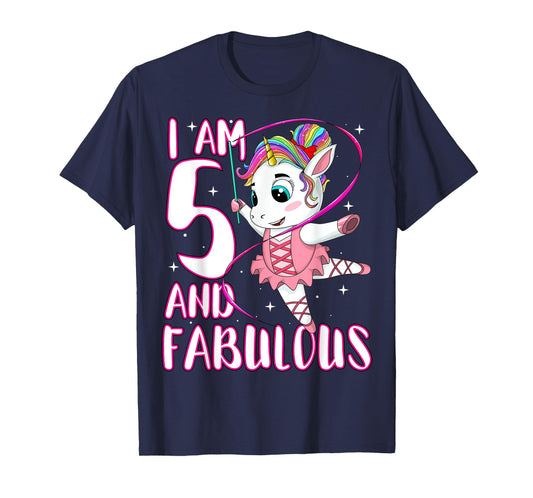 Children I Am 5 and Fabulous Unicorn Birthday Girl T-Shirt