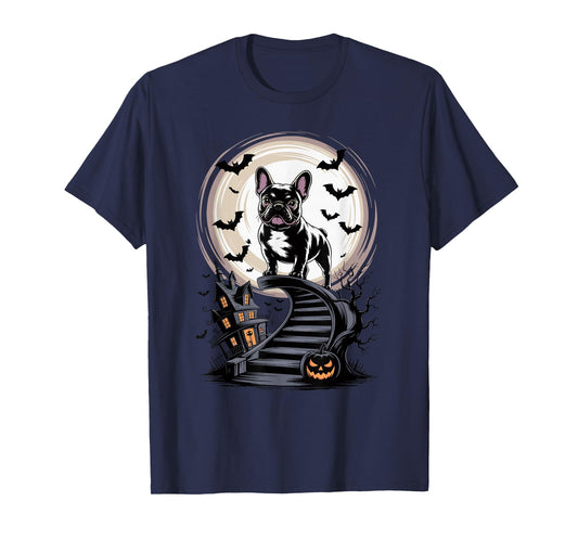 Spooky Halloween Moon French Bulldog Frenchie T-Shirt