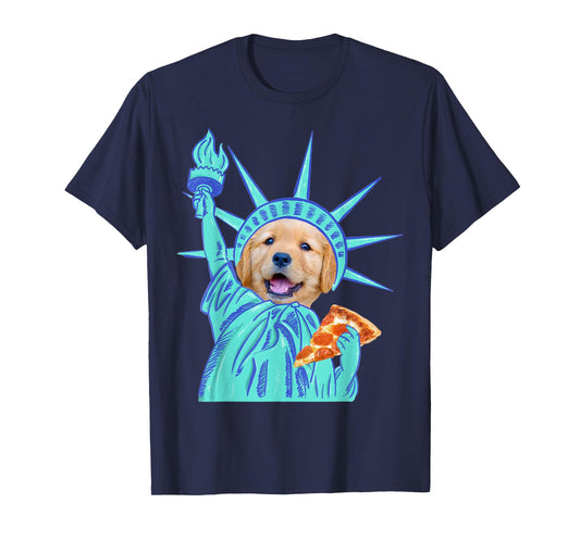 Statue Of Liberty Dog Shirt Animal Lover Pizza Slice T-Shirt for Men Women Kids