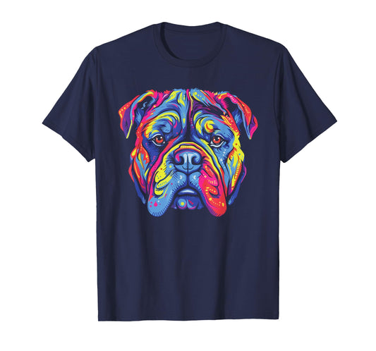 Watercolor Colorful Alapaha Blue Blood Bulldog Dog T-Shirt