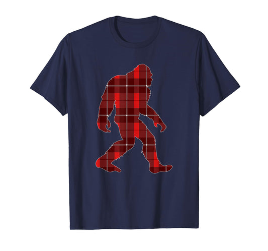 Red Plaid Bigfoot Christmas Family Matching Pajama Gift T-Shirt