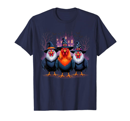 Funny Halloween Chicken Witch Spooky Season Women Men Farmer T-Shirt