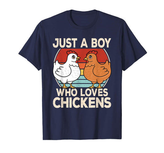 Just A Boy Who Loves Chickens Retro Chicken Boys Kids T-Shirt