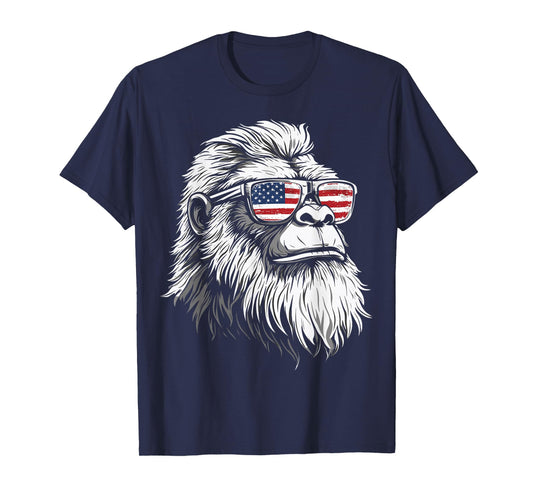 Bigfoot With Sunglasses USA Flag T-Shirt