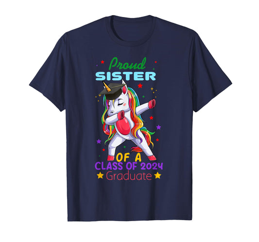 Proud Sister Of A Class Of 2024 Graduate Senior Unicorn Cool T-Shirt