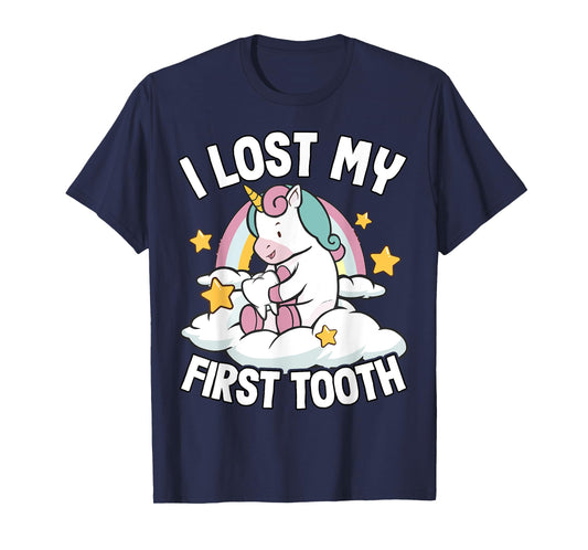 I Lost My First Tooth Girl Tooth Fairy Teeth Out Unicorn T-Shirt