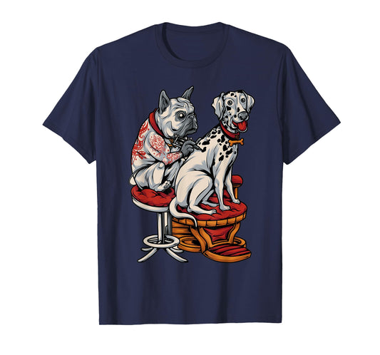 Frenchie Pug Dalmatian French Bulldog Tattoo Womens Mens T-Shirt