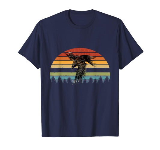Crow Raven Norse Cool Viking Retro Sun for Vikings lover T-Shirt