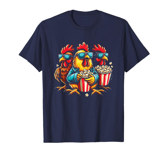 Chickens Eating Popcorn - Funny Farm Animal Popcorn Lover T-Shirt