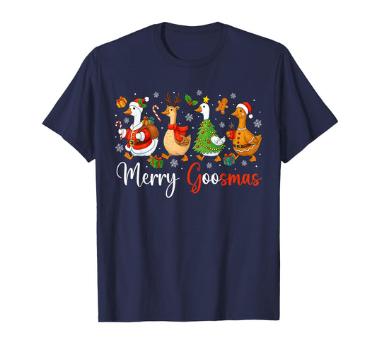 Christmas Silly Goose Funny Merry Goosemas Xmas Tree Kids T-Shirt