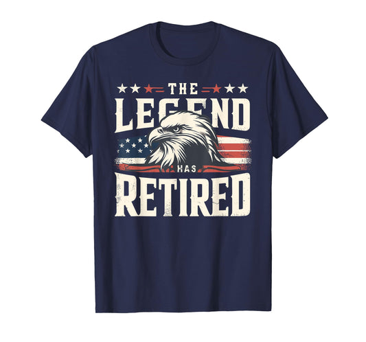 The Legend Has Retired American Flag Eagle Retirement Memory T-Shirt