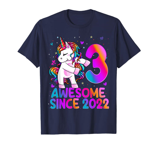 Flossing Unicorn 3 Year Old 3rd Birthday Girl Unicorn Party T-Shirt